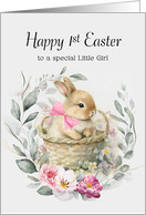 Happy 1st Easter to a Special Little Girl Boho Bunny Wreath card