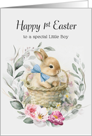 Happy 1st Easter to a Special Little Boy Boho Bunny Wreath card