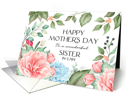 Happy Mothers Day Sister in Law Pink Peony Boho Garland card (1764076)