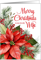 Wife Merry Christmas Red Poinsettia and Pine card