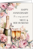 Niece and Husband Anniversary Champagne Roses card