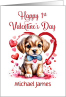 1st Valentines Day Puppy for Baby Custom Name card