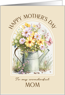 Mothers Day Mom Cheerful Watering Can Bouquet card