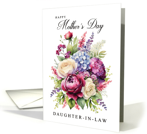 Happy Mothers Day Daughter in Law Rose and Lavender Bouquet card