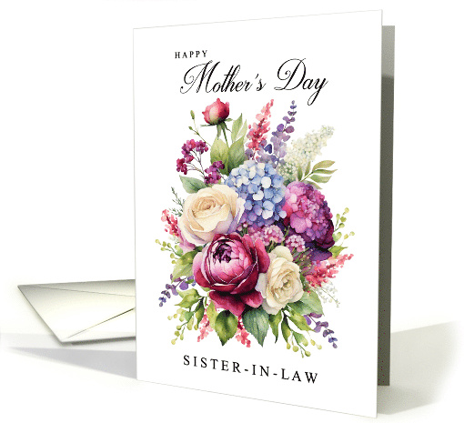 Happy Mothers Day Sister in Law Rose and Lavender Bouquet card