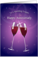 Anniversary Sparkling Wine Glass Toast with Hearts card