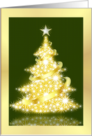 Elegant Gold Christmas Tree on Green card