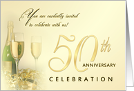50th Anniversary Party Invitations - Champagne Mist card