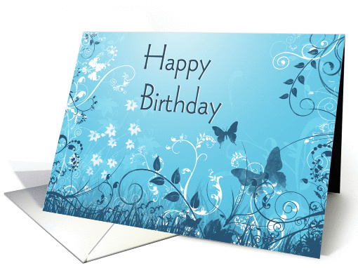 Butterfly Birthday Blue card (95898)