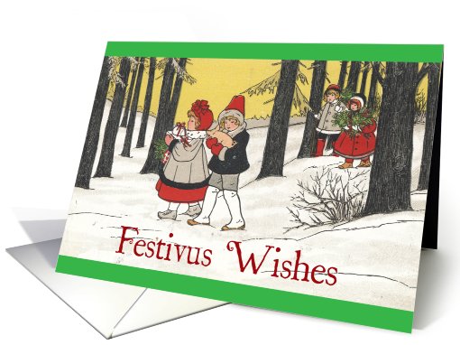 Retro-Style Holiday Revelers Festivus card (714932)