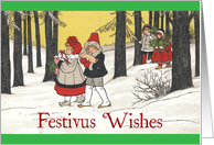 Retro-Style Holiday Revelers Festivus Card
