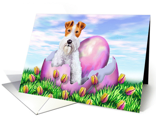 Wire Fox Terrier Easter Surprise card (146018)