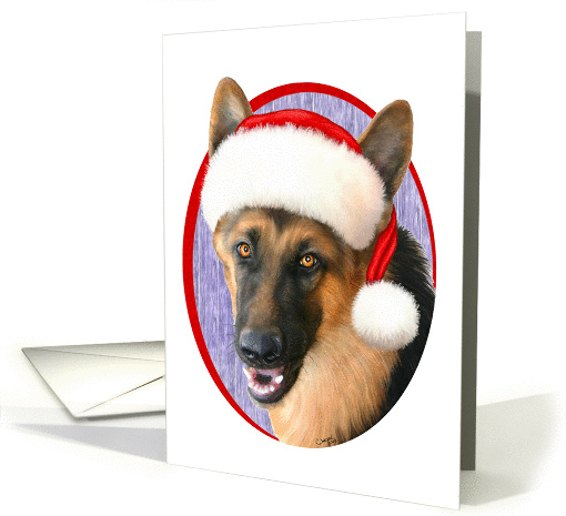 German Shepherd Dog Christmas Santa GSD card (232183)