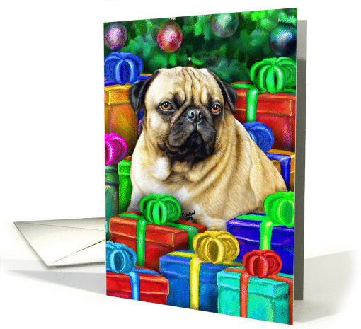 Pug Dog Christmas Open Gifts card (269554)