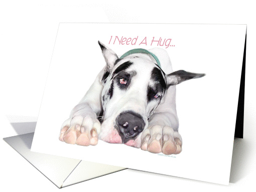 Great Dane Dog Art Need a Hug card (51078)