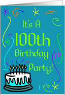 100th Birthday Party Invitation card