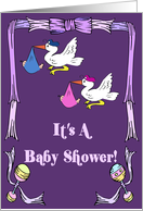 Stork Boy & Girl Twins Baby Shower Invitation card