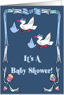 Stork Twin Boys Baby Shower Invitation card