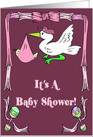 Stork Girl Baby Shower Invitation card