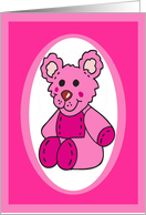 Pink Bear Baby Girl Adoption Congratulations card