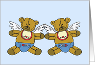 Twin Baby Boys Little Angel Card