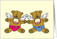 Twin Baby Girl & Boy Little Angel Card