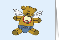 Teddy Bear Angel Baby Boy Adoption Announcement Card