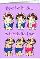 Triple Trouble Triplets Announcement Card