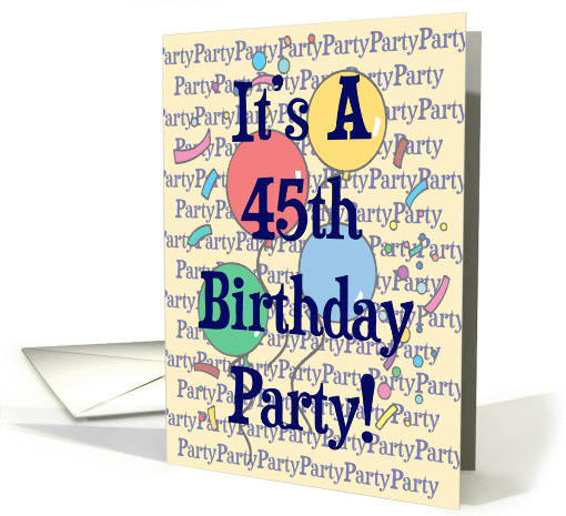 Balloons 45th Birthday Party Invitation card (370871)
