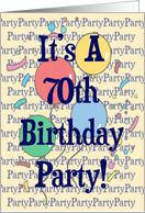 Balloons 70th Birthday Party Invitation card