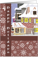 Victorian Houses Happy Holidays Card