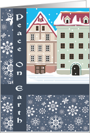 Victorian Houses Peace On Earth Holiday Card