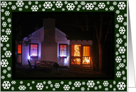 Adirondack Cabin And Snowflakes Christmas Card