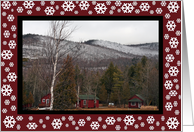 Snowflakes Adirondack Mountain Cabin Christmas Card