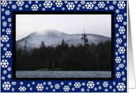 Snowflakes And Adirondack Mountain Lake Christmas Card