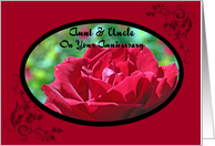 Red Rose Aunt And Uncle Anniversary Card
