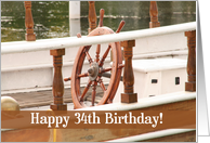 Ships Wheel Happy 34th Birthday Card
