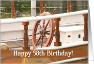 Ships Wheel Happy 58th Birthday Card