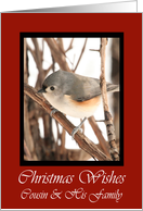 Cousin And His Family Titmouse Christmas Wishes Card