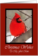 First Mom Cardinal Christmas Wishes Card