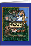 Jungle Animals, Birthday 4th card