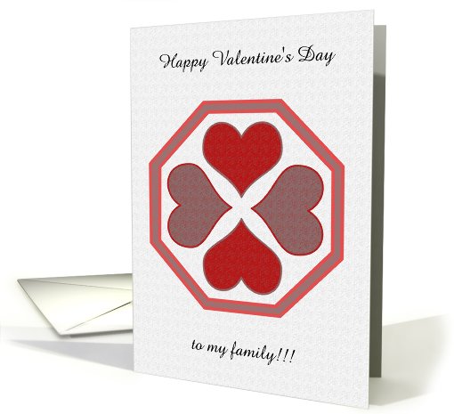 Valentine Family Hexagon Hearts Custom Text- Blank - Grey card