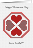 Valentine Family Hexagon Hearts Custom Text- Blank - Grey card