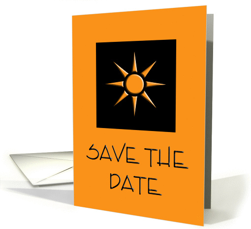 Black & Orange Sun Save The Date card (77591)