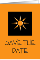 Black & Orange Sun Save The Date card