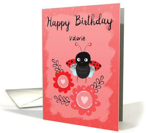 Happy Birthday Sweet Lady Bug Custom Name card (1579294)