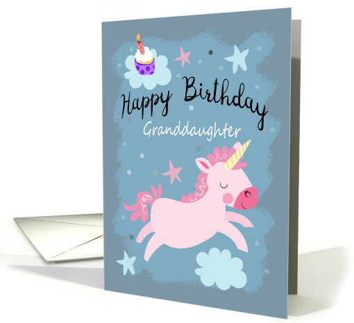 Happy Birthday Granddaughter Magical Unicorn and Cupcake card