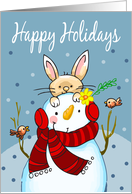 Happy Holidays Snowman and Friends in Snow Card