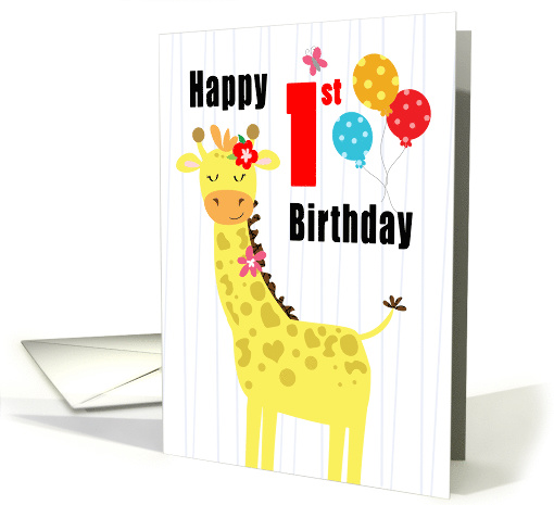 Happy First Birthday Girly Giraffe card (1580222)