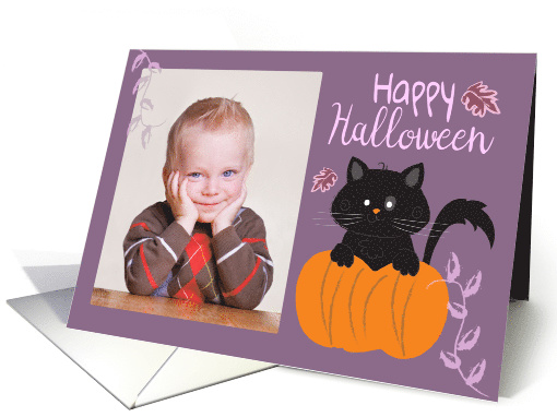 Black Cat and Pumpkin Halloween Photo card (1581198)